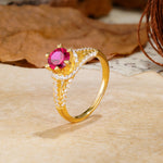 Timeless ClassicRound Cut Ruby Side Stone Engagement Ring - Additional view