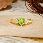 Timeless ClassicRound Cut Peridot Side Stone Engagement Ring - Additional view