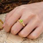 Timeless ClassicRound Cut Peridot Side Stone Engagement Ring - Additional view