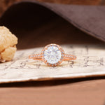 Luxurious, Vintage, Dazzling 4-Prong Round-Cut Moissanite Engagement Ring - Additional view