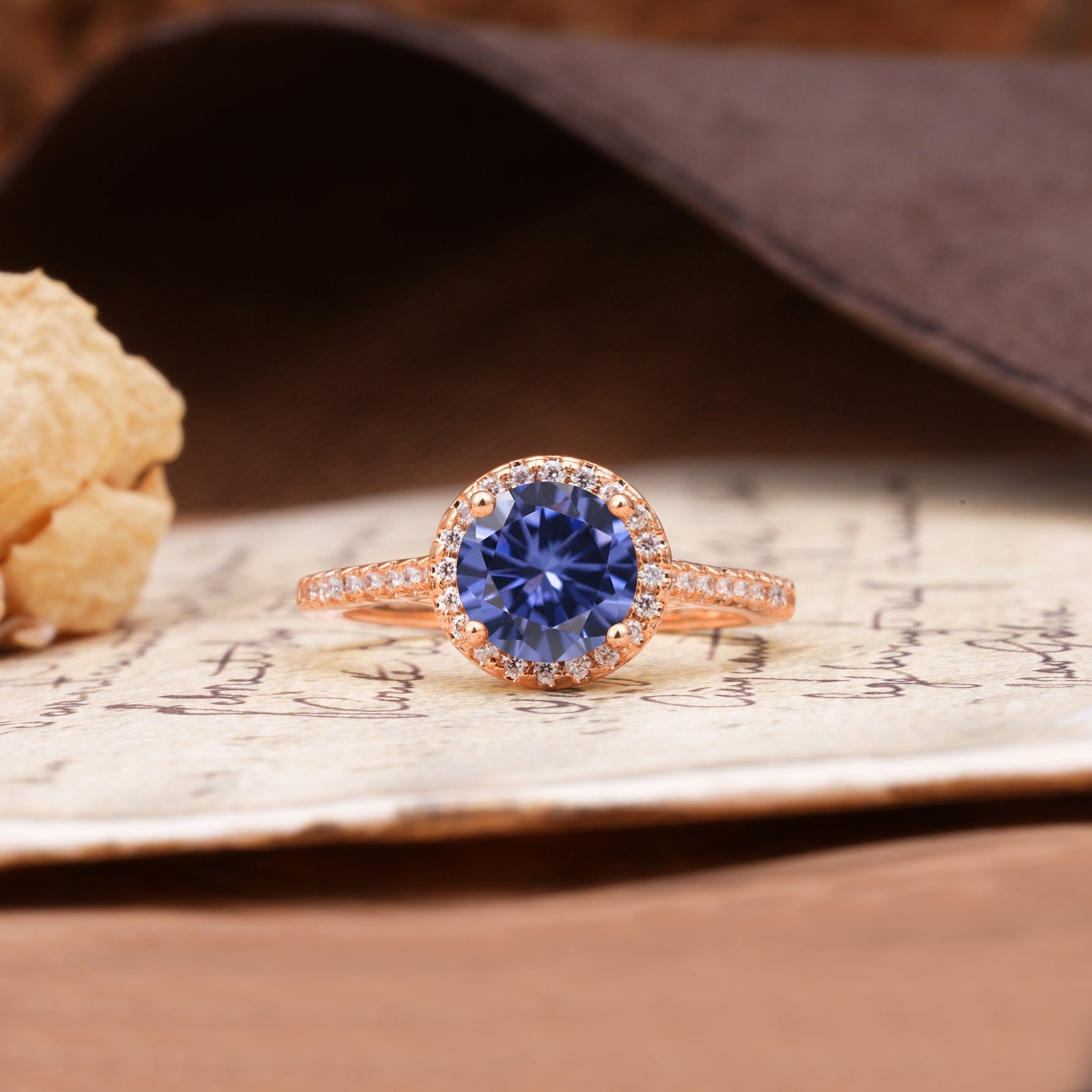 Luxurious, Vintage, Dazzling 4-Prong Round-Cut Tanzanite Engagement Ring - Additional view