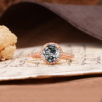 Luxurious, Vintage, Dazzling 4-Prong Round-Cut Black Rutilated Quartz Engagement Ring - Additional view