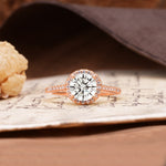 Luxurious, Vintage, Dazzling 4-Prong Round-Cut Lab Diamond Engagement Ring - Additional view