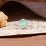 Luxurious, Vintage, Dazzling 4-Prong Round-Cut Fire Opal Engagement Ring - Additional view