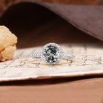 Luxurious, Vintage, Dazzling 4-Prong Round-Cut Black Rutilated Quartz Engagement Ring - Additional view