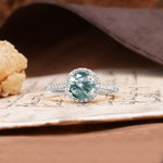 Luxurious, Vintage, Dazzling 4-Prong Round-Cut Moss Agate Engagement Ring - Additional view