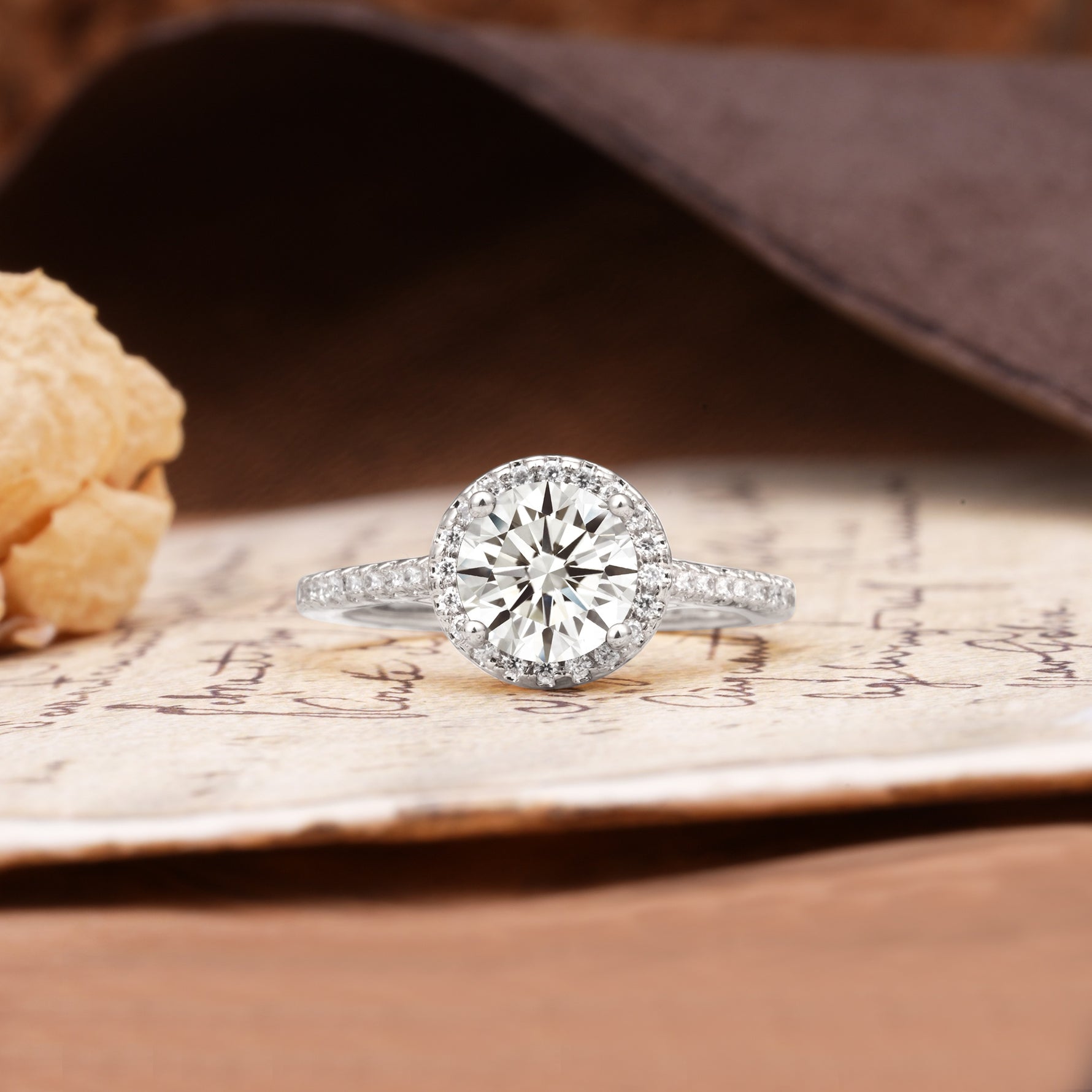 Luxurious, Vintage, Dazzling 4-Prong Round-Cut Lab Diamond Engagement Ring - Additional view