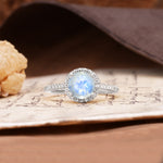 Luxurious, Vintage, Dazzling 4-Prong Round-Cut Moonstone Engagement Ring - Additional view