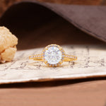 Luxurious, Vintage, Dazzling 4-Prong Round-Cut Moissanite Engagement Ring - Additional view