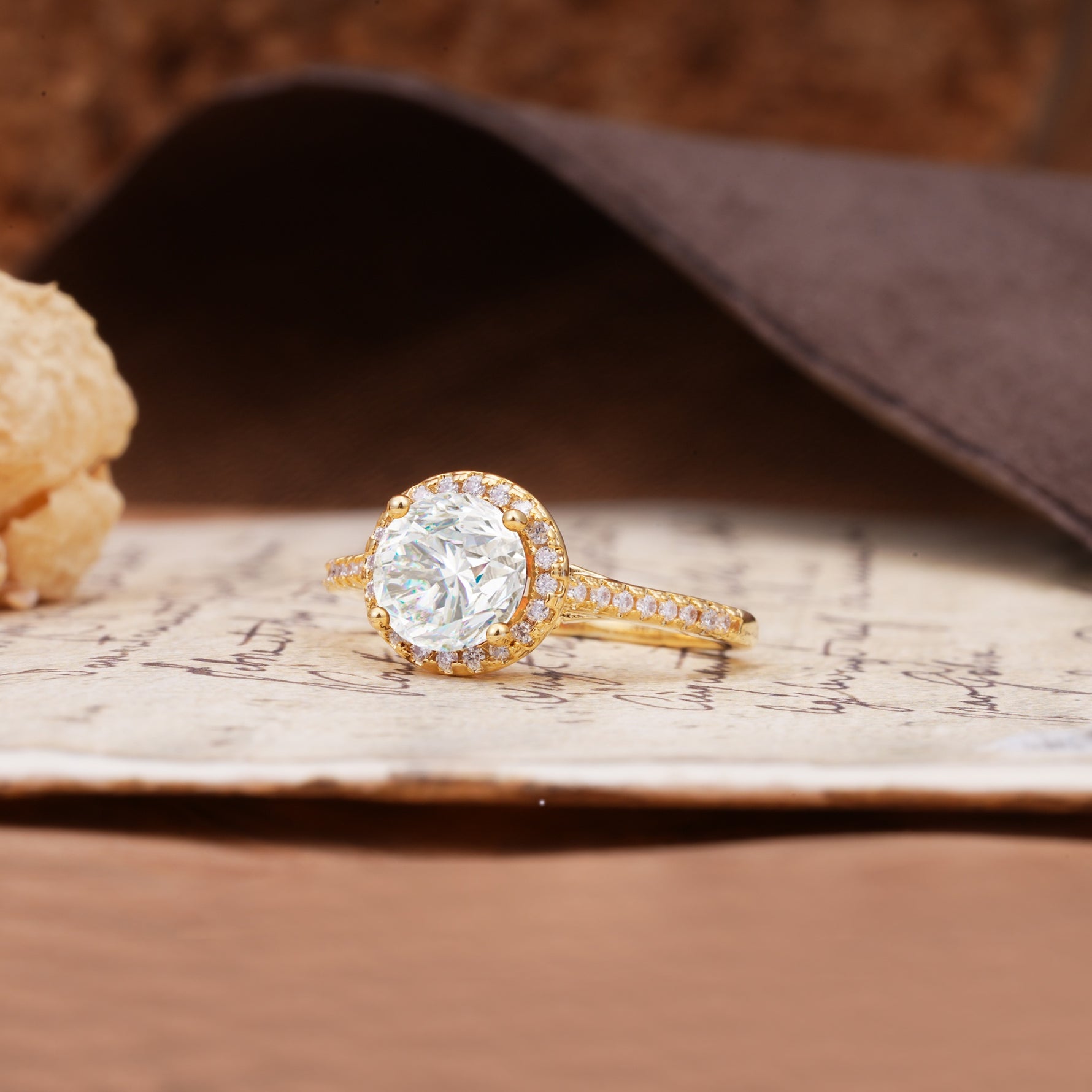 Luxurious, Vintage, Dazzling 4-Prong Round-Cut Moissanite Engagement Ring - Additional view