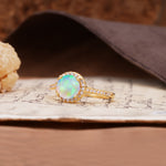 Luxurious, Vintage, Dazzling 4-Prong Round-Cut Fire Opal Engagement Ring - Additional view