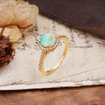 Luxurious, Vintage, Dazzling 4-Prong Round-Cut Fire Opal Engagement Ring - Additional view