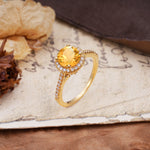 Luxurious, Vintage, Dazzling 4-Prong Round-Cut Citrine Engagement Ring - Additional view