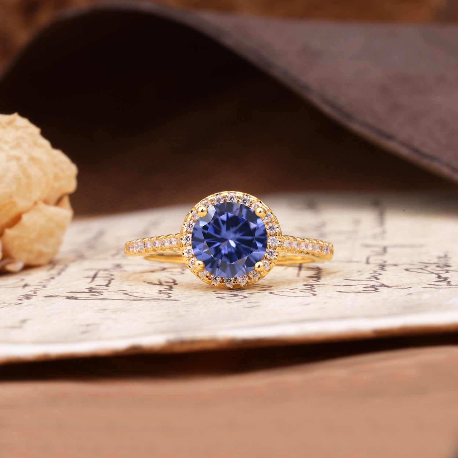 Luxurious, Vintage, Dazzling 4-Prong Round-Cut Tanzanite Engagement Ring - Additional view