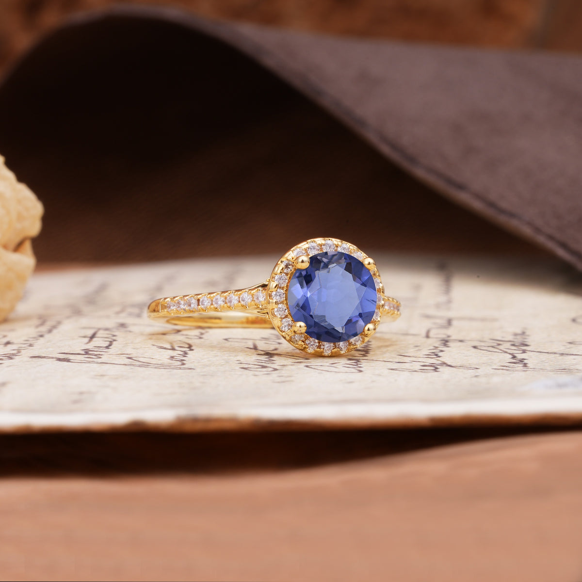 Luxurious, Vintage, Dazzling 4-Prong Round-Cut Tanzanite Engagement Ring - Additional view