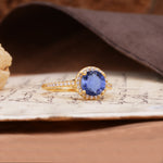 Luxurious, Vintage, Dazzling 4-Prong Round-Cut Tanzanite Engagement Ring - Additional view