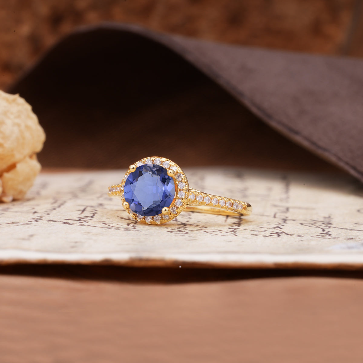 Luxurious, Vintage, Dazzling 4-Prong Round-Cut Tanzanite Engagement Ring - Additional view