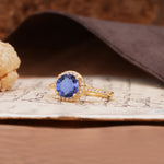 Luxurious, Vintage, Dazzling 4-Prong Round-Cut Tanzanite Engagement Ring - Additional view