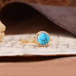 Luxurious, Vintage, Dazzling 4-Prong Round-Cut Turquoise Engagement Ring - Additional view