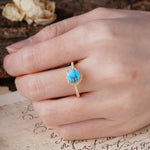 Luxurious, Vintage, Dazzling 4-Prong Round-Cut Turquoise Engagement Ring - Additional view