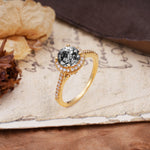 Luxurious, Vintage, Dazzling 4-Prong Round-Cut Black Rutilated Quartz Engagement Ring - Additional view
