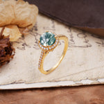 Luxurious, Vintage, Dazzling 4-Prong Round-Cut Moss Agate Engagement Ring - Additional view