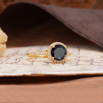 Luxurious, Vintage, Dazzling 4-Prong Round-Cut Black Onyx Engagement Ring - Additional view