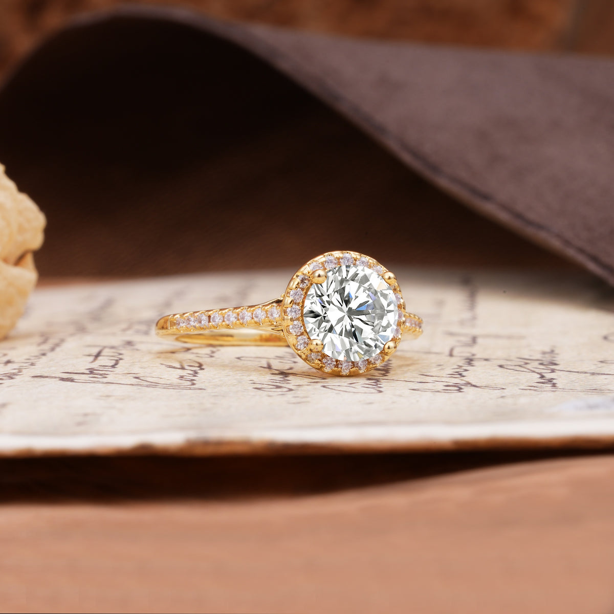 Luxurious, Vintage, Dazzling 4-Prong Round-Cut Lab Diamond Engagement Ring - Additional view