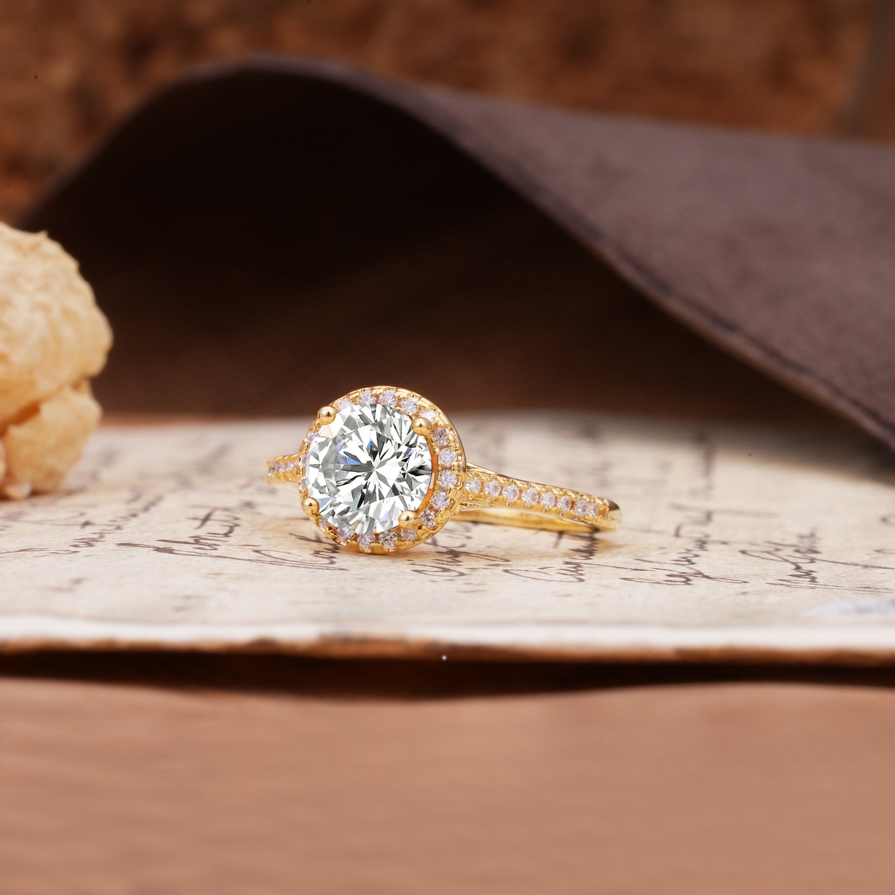 Luxurious, Vintage, Dazzling 4-Prong Round-Cut Lab Diamond Engagement Ring - Additional view
