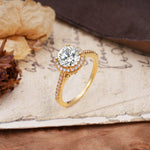 Luxurious, Vintage, Dazzling 4-Prong Round-Cut Lab Diamond Engagement Ring - Additional view