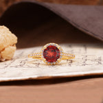 Luxurious, Vintage, Dazzling 4-Prong Round-Cut Garnet Engagement Ring - Additional view