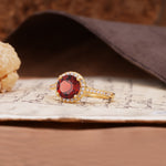 Luxurious, Vintage, Dazzling 4-Prong Round-Cut Garnet Engagement Ring - Additional view