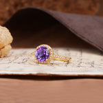 Luxurious, Vintage, Dazzling 4-Prong Round-Cut Amethyst Engagement Ring - Additional view