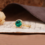 Luxurious, Vintage, Dazzling 4-Prong Round-Cut Emerald Engagement Ring - Additional view
