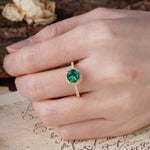 Luxurious, Vintage, Dazzling 4-Prong Round-Cut Emerald Engagement Ring - Additional view