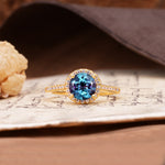 Luxurious, Vintage, Dazzling 4-Prong Round-Cut Alexandrite Engagement Ring - Additional view