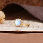 Luxurious, Vintage, Dazzling 4-Prong Round-Cut Moonstone Engagement Ring - Additional view