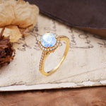 Luxurious, Vintage, Dazzling 4-Prong Round-Cut Moonstone Engagement Ring - Additional view