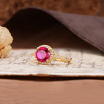 Luxurious, Vintage, Dazzling 4-Prong Round-Cut Ruby Engagement Ring - Additional view