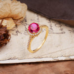 Luxurious, Vintage, Dazzling 4-Prong Round-Cut Ruby Engagement Ring - Additional view