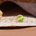Luxurious, Vintage, Dazzling 4-Prong Round-Cut Peridot Engagement Ring - Additional view