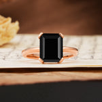 Classic 4 Prong Emerald Cut Black Onyx Statement Ring - Additional view