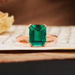 Classic 4 Prong Emerald Cut Emerald Statement Ring - Additional view