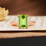 Classic 4 Prong Emerald Cut Peridot Statement Ring - Additional view