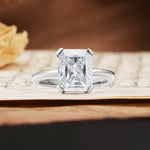 Classic 4 Prong Emerald Cut Moissanite Statement Ring - Additional view