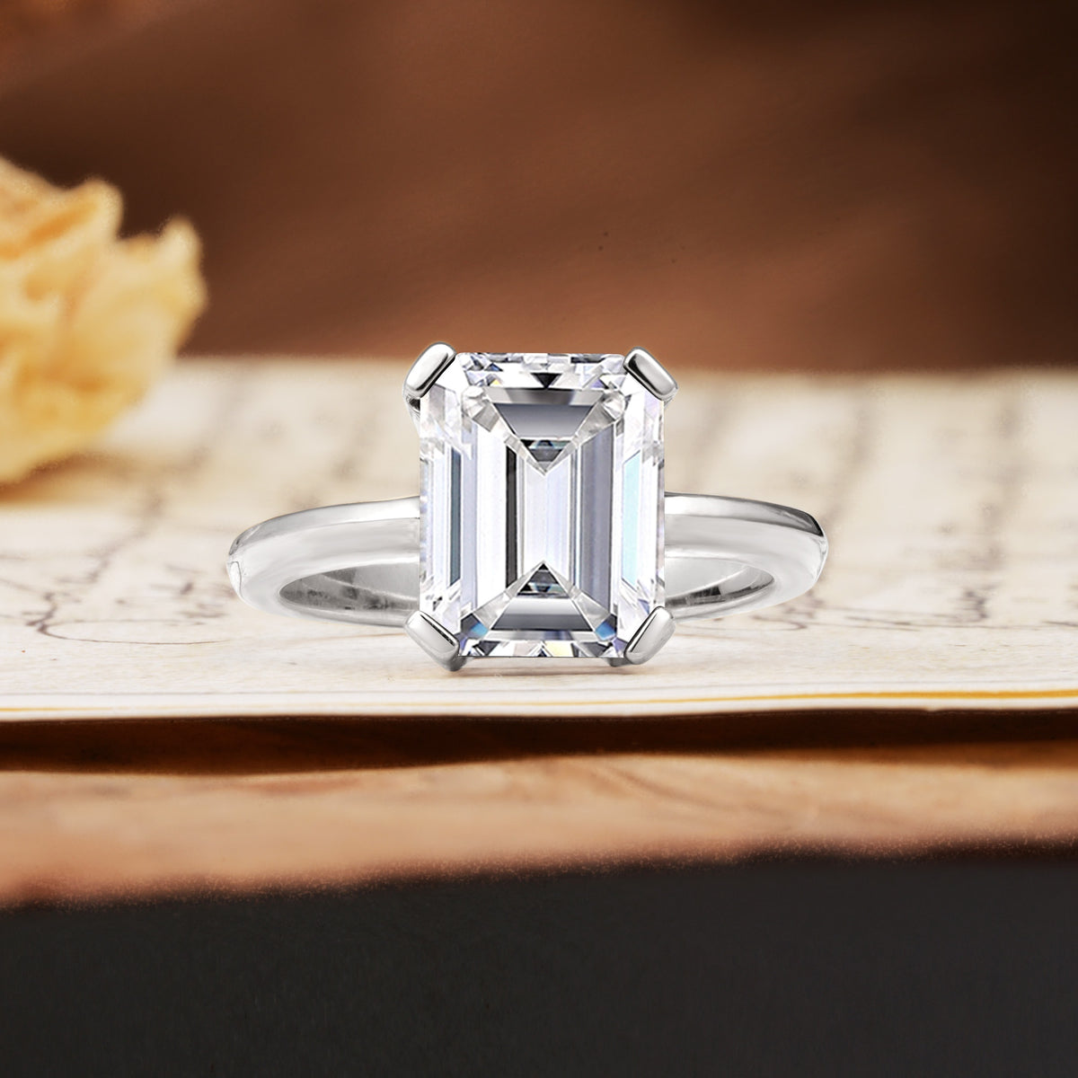 Classic 4 Prong Emerald Cut Lab Diamond Statement Ring - Additional view