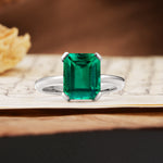 Classic 4 Prong Emerald Cut Emerald Statement Ring - Additional view