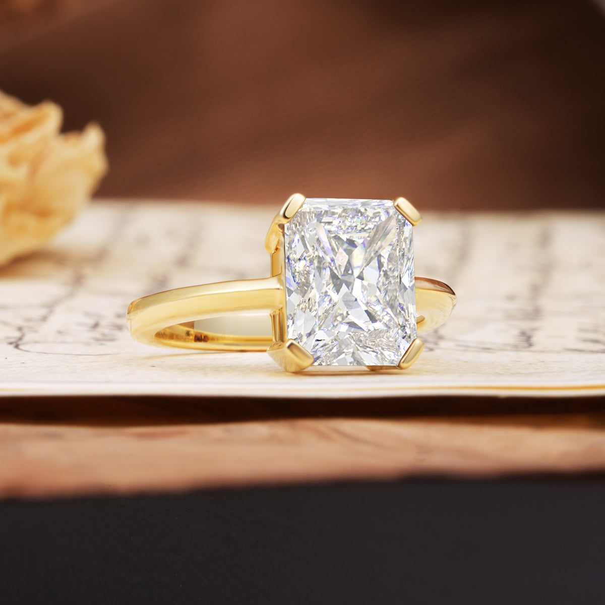Classic 4 Prong Emerald Cut Moissanite Statement Ring - Additional view
