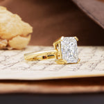 Classic 4 Prong Emerald Cut Moissanite Statement Ring - Additional view