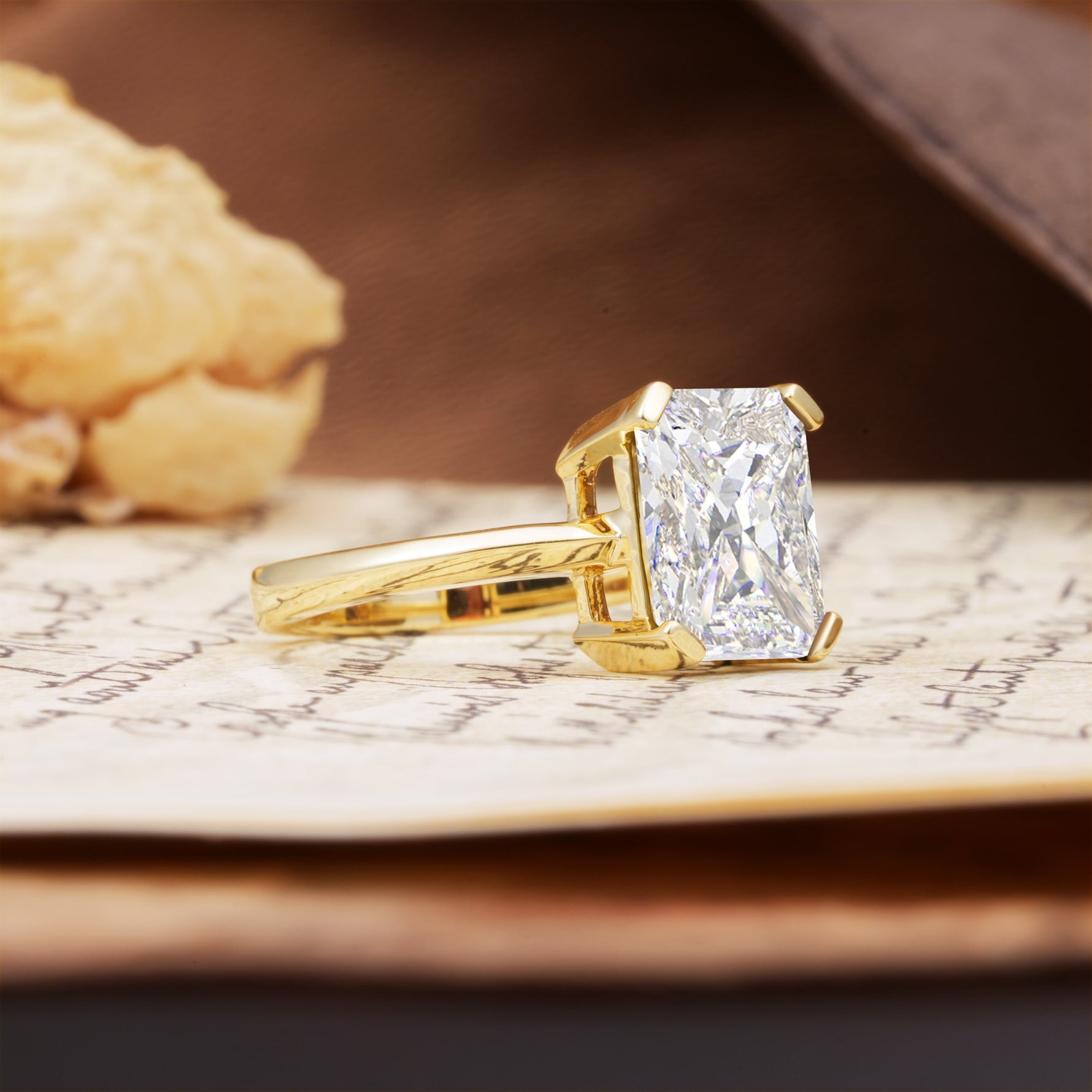 Classic 4 Prong Emerald Cut Moissanite Statement Ring - Additional view